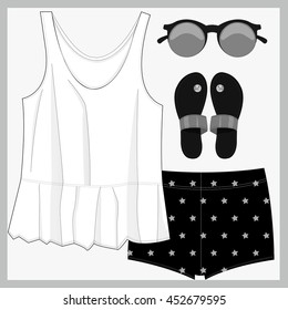 Fashion clothing for woman girls  Vector illustration
