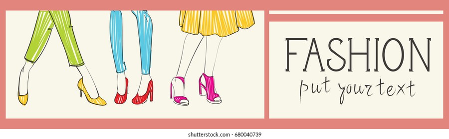 Fashion Collection Of Clothes Set Of Male And Female Models Wearing Trendy Clothing Sketch Vector Illustration