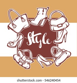 fashion collection, style guide, vector woman accessories template design