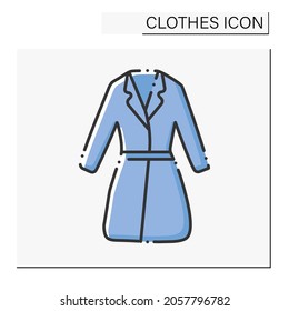 Fashion color icon. Casual trench. Fashionable outerwear for cold weather.Clothes concept. Isolated vector illustration