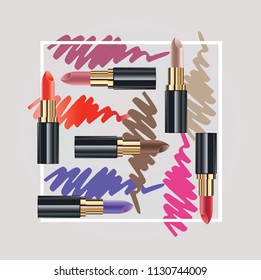 Fashion color lipstick sale banner - background template