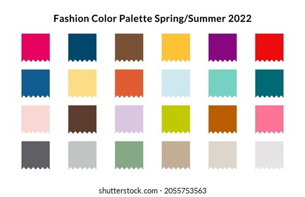 Fashion Color Palette 2022. Spring Summer Colour Forecast Swatch, Trendy Colors, Vector Design Illustration