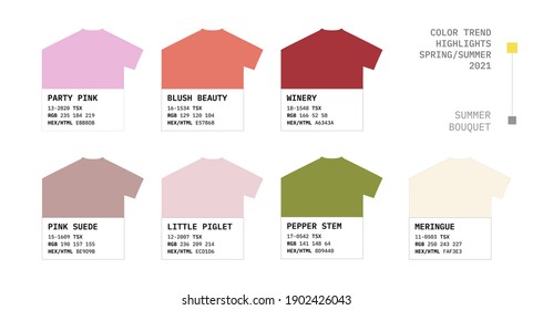 Fashion color springsummer 2021 map. Colors of year