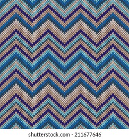 Fashion Color Swatch. Style Horizontally Seamless Knitted Pattern. Sea Waves and Beach Colors 