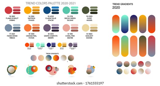 Fashion Color Trend Spring And Summer 2020 2021. Color Palette Forecast Of The Future Color Trend. Stock Vector Palette Of Shades