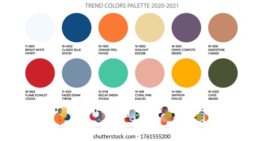 Fashion Color Trend Spring And Summer 2020 2021. Color Palette Forecast Of The Future Color Trend. Stock Vector Palette Of Shades