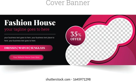 fashion colorful abstract social media cover banner template design unique and creative theme layout premium vector. sale banner offer banner