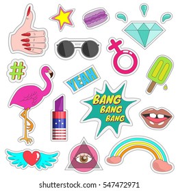 Fashion colorful patches. Top trends this year. Vector EPS 10