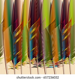 Fashion colorful pattern with feathers of tropical bird