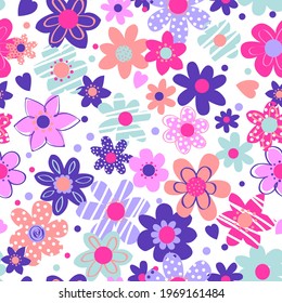 Fashion colorful wallpapers. Seamless pattern with flowers on background.