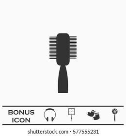 Fashion comb icon flat. Black pictogram on white background. Vector illustration symbol and bonus button