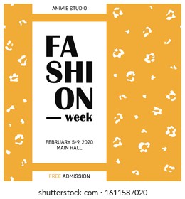 Fashion concept poster with leopard print. Card template. Modern invitation poster with skin texture. Vector Illustration