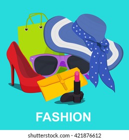 fashion concepts, ladies accessories, vector illustration 