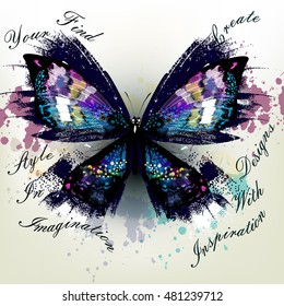 Fashion conceptual background with vector realistic butterfly  find your style in imagination and create designs with inspiration