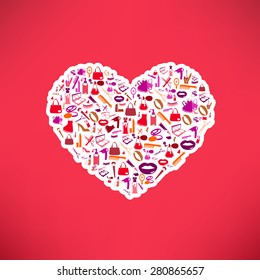Fashion and Cosmetic, make up and beauty icons and background report. 