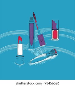 fashion cosmetics - vector drawing