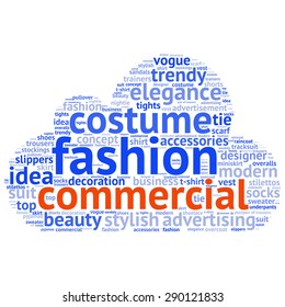 fashion and costume tag word cloud background.