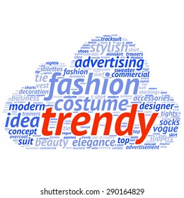 fashion and costume tag word cloud background.
