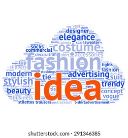 fashion and costume tag word cloud background.