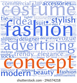 fashion and costume tag word cloud background.