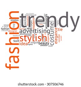 fashion and costume tag word cloud background.