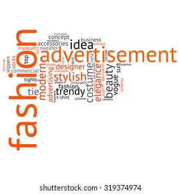 fashion and costume tag word cloud background.