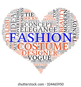 fashion and costume tag word cloud background.