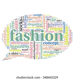 fashion and costume tag word cloud background.