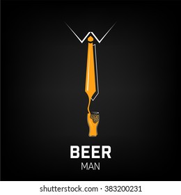 Fashion creative  beer logo tie element vector illustration. Cool beer party poster.