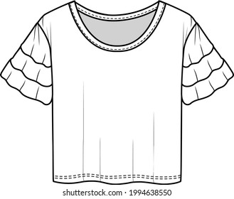 Fashion Crew Neck Layered Sleeve Crop Stock Vector (Royalty Free ...