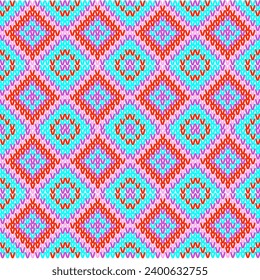 Fashion crochet ornament ethinc texture vintage with  pastel color. Ethinc pattern seamless on base color for background. Vector illustration elegant 