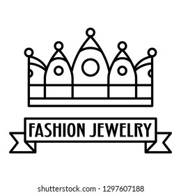 Fashion crown jewelry logo. Outline fashion crown jewelry vector logo for web design isolated on white background