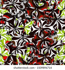Fashion cute fabric design. Fantasy illustration. Beautiful fashion pattern with butterflies. Illustration in black, green and white colors. Vector illustration.