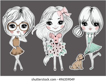 fashion and cute girl graphic for t shirt print