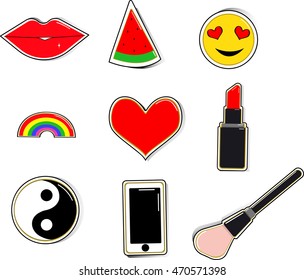 Fashion cute patch badges. For t-shirt or other uses,in vector.