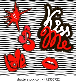 Fashion cute patch badges. For t-shirt or other uses, in vector.