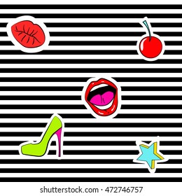 Fashion cute patch badges. For t-shirt or other uses,in vector.