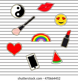 Fashion cute patch badges. Vector, Illustration