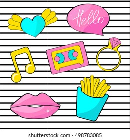 Fashion cute patch badges. Vector, Illustration