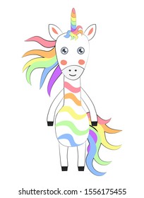 Fashion cute unicorn. Scandinavian style print design, greeting card, baby shower.