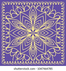 Fashion design color Paisley Bandana Print with Mandala floral pattern. Vector illustration. for fabric print