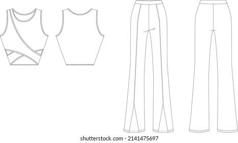 Fashion Design Crop Top Pant Set