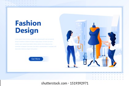 Fashion design flat web page design template of homepage or header images decorated people for website and mobile website development. Flat landing page template. Vector illustration.
