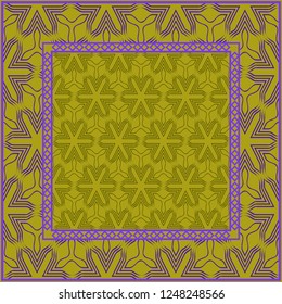 Fashion design Print with geometric pattern. Vector illustration. For modern interior design, fashion textile print, wallpaper. DARK GREEN and purple COLOR.