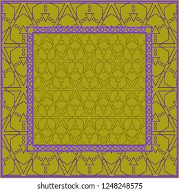 Fashion design Print with geometric pattern. Vector illustration. For modern interior design, fashion textile print, wallpaper. DARK GREEN and purple COLOR.
