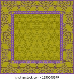 Fashion design Print with geometric pattern. Vector illustration. For modern interior design, fashion textile print, wallpaper. DARK GREEN and purple COLOR.