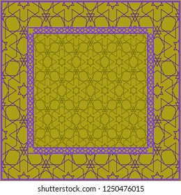 Fashion design Print with geometric pattern. Vector illustration. For modern interior design, fashion textile print, wallpaper. DARK GREEN and purple COLOR.