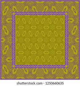 Fashion design Print with geometric pattern. Vector illustration. For modern interior design, fashion textile print, wallpaper. DARK GREEN and purple COLOR.