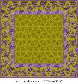 Fashion design Print with geometric pattern. Vector illustration. For modern interior design, fashion textile print, wallpaper. DARK GREEN and purple COLOR.