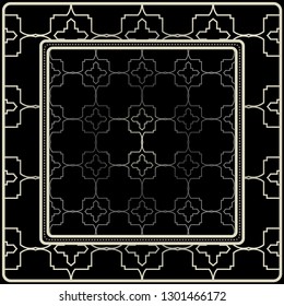 Fashion Design Print With Geometric Pattern. Vector Illustration. Black silver color.